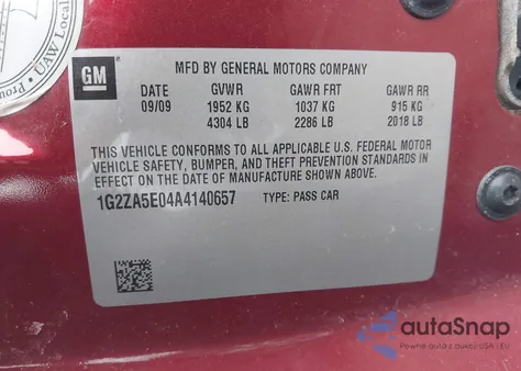 2010 Pontiac G6 from USA, damaged, VIN 1G2ZA5E04A4140657